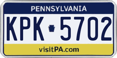 PA license plate KPK5702