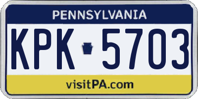 PA license plate KPK5703