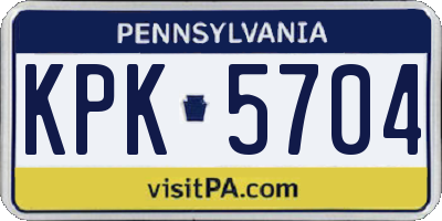 PA license plate KPK5704
