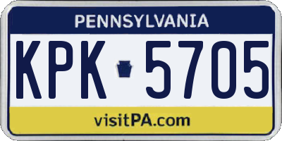 PA license plate KPK5705