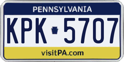 PA license plate KPK5707