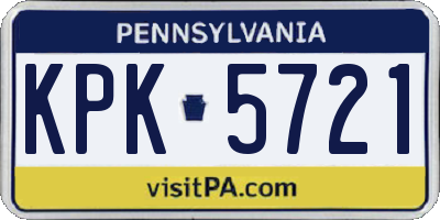 PA license plate KPK5721