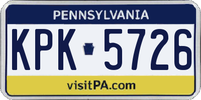 PA license plate KPK5726