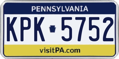 PA license plate KPK5752