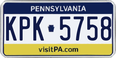 PA license plate KPK5758