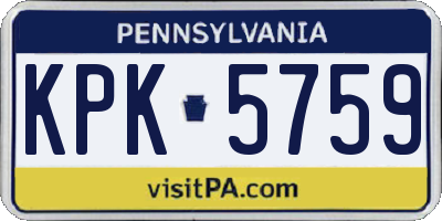 PA license plate KPK5759