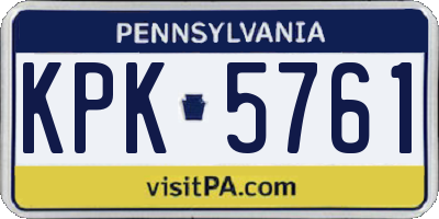 PA license plate KPK5761