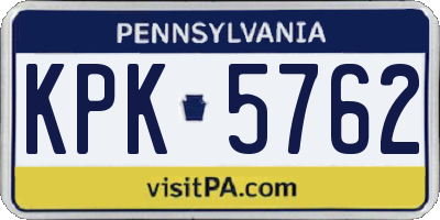 PA license plate KPK5762