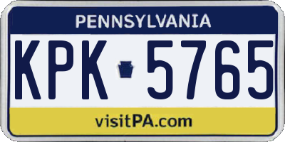 PA license plate KPK5765