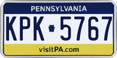 PA license plate KPK5767