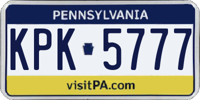 PA license plate KPK5777
