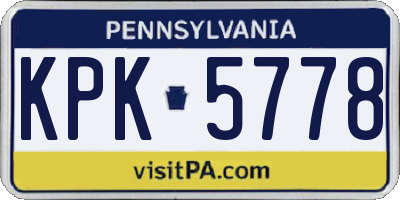 PA license plate KPK5778