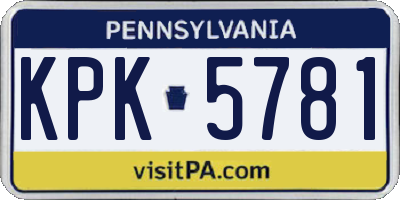 PA license plate KPK5781