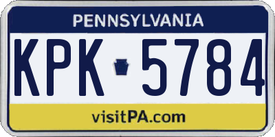 PA license plate KPK5784