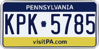 PA license plate KPK5785
