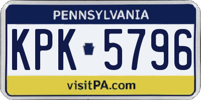 PA license plate KPK5796