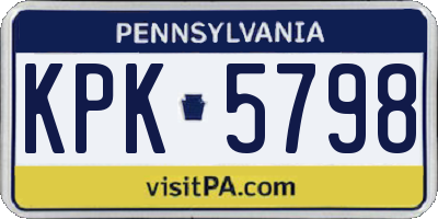 PA license plate KPK5798