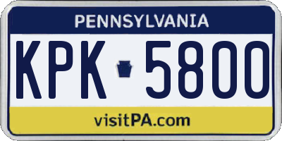 PA license plate KPK5800