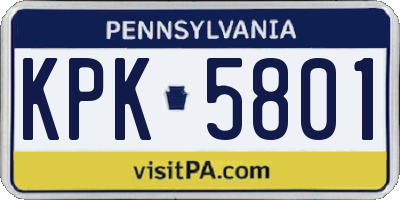 PA license plate KPK5801