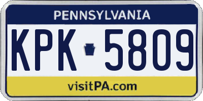 PA license plate KPK5809