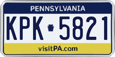 PA license plate KPK5821