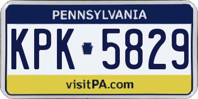 PA license plate KPK5829