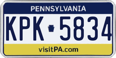 PA license plate KPK5834
