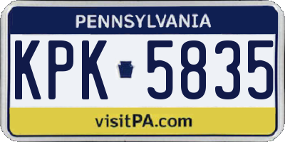 PA license plate KPK5835