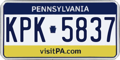 PA license plate KPK5837