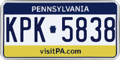 PA license plate KPK5838