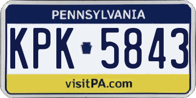 PA license plate KPK5843