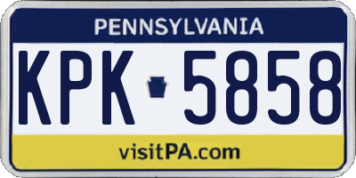 PA license plate KPK5858