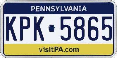 PA license plate KPK5865