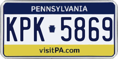 PA license plate KPK5869