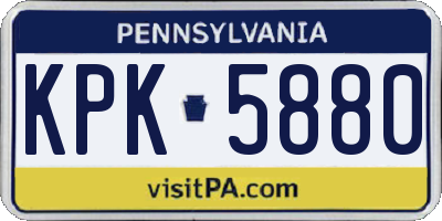PA license plate KPK5880