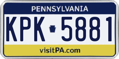 PA license plate KPK5881