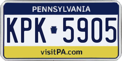 PA license plate KPK5905