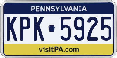 PA license plate KPK5925
