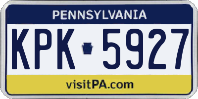 PA license plate KPK5927