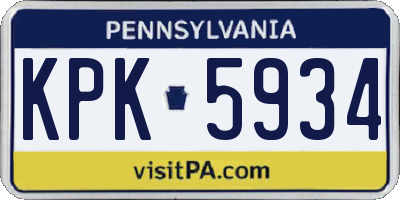 PA license plate KPK5934