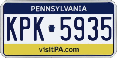 PA license plate KPK5935