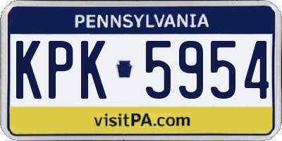 PA license plate KPK5954