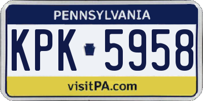 PA license plate KPK5958