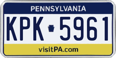 PA license plate KPK5961
