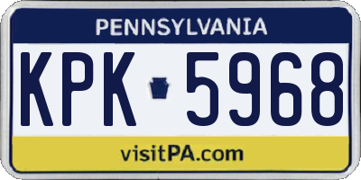 PA license plate KPK5968