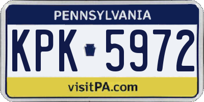 PA license plate KPK5972