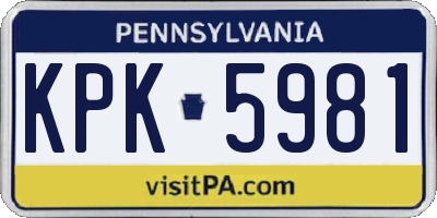 PA license plate KPK5981