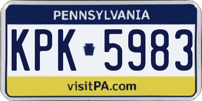 PA license plate KPK5983