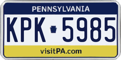 PA license plate KPK5985