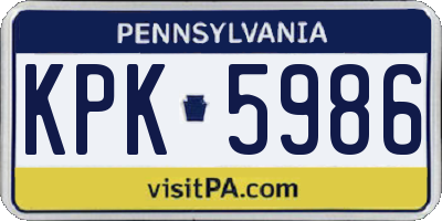 PA license plate KPK5986
